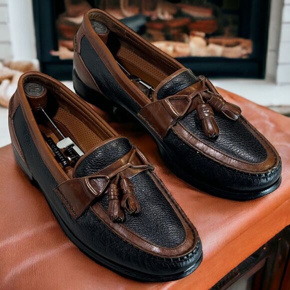Florsheim Black/Brown 2-Tone Tassels Loafer Mens Size 11D - Picture 1 of 16